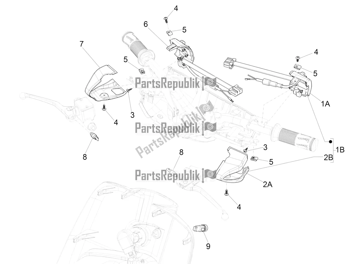 Todas as partes de Seletores - Interruptores - Botões do Vespa Sprint Sport 150 Iget 2016