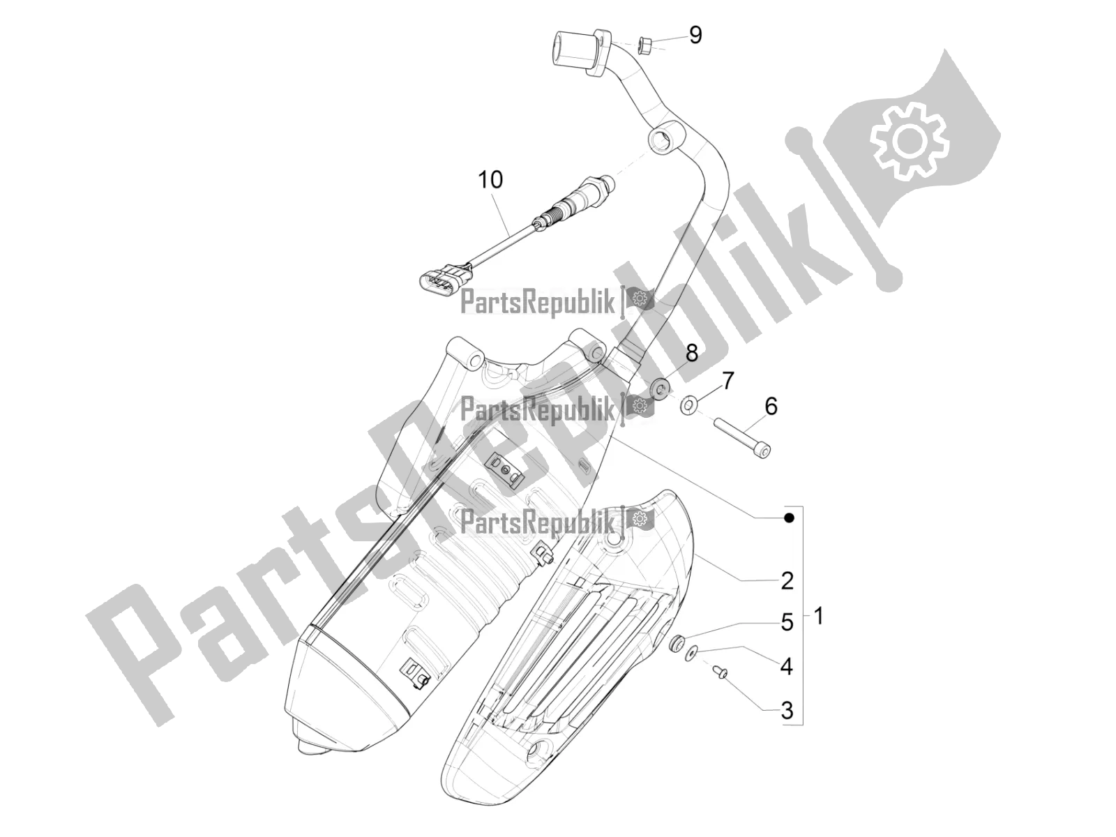 Alle onderdelen voor de Geluiddemper van de Vespa Sprint Sport 150 Iget 2016