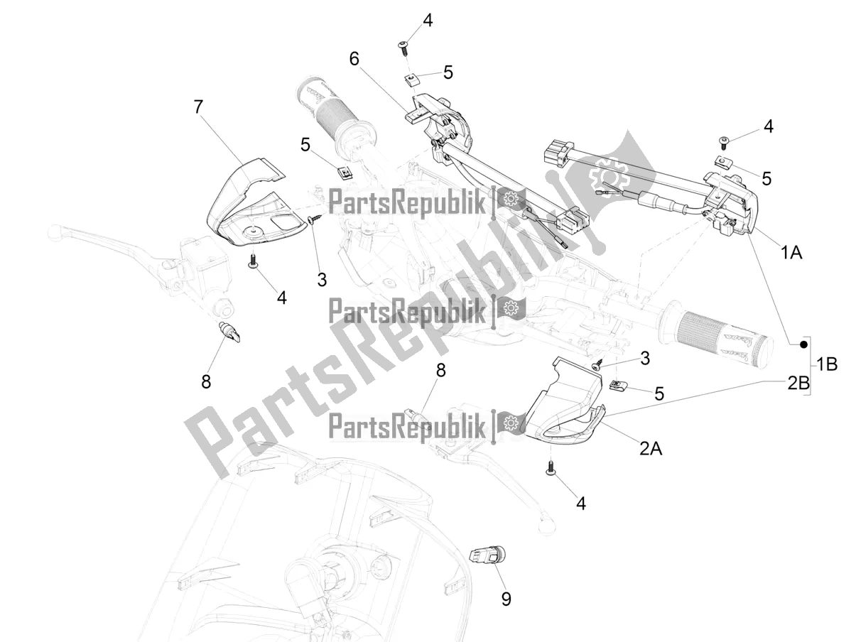 Todas as partes de Seletores - Interruptores - Botões do Vespa Sprint Sport 150 Iget 2019