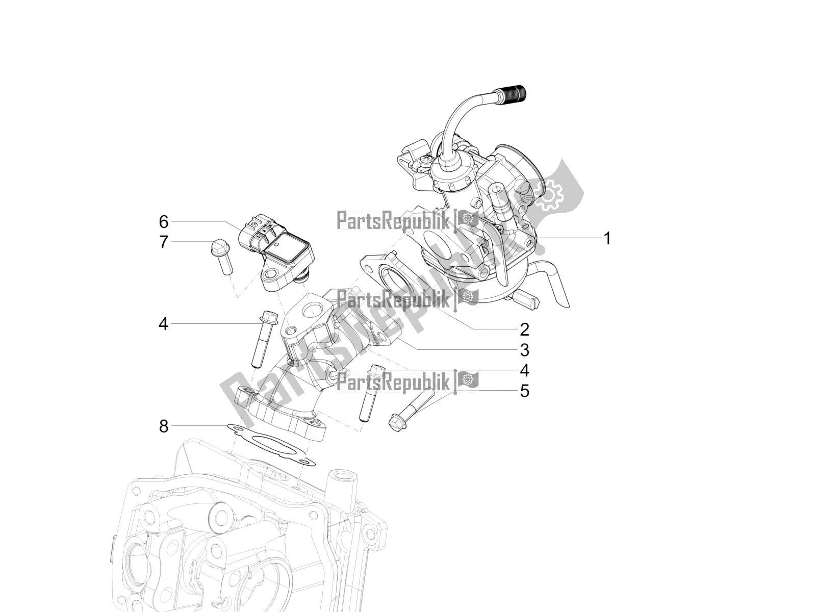 Alle onderdelen voor de Carburateur, Montage - Koppelingsleiding van de Vespa SXL 125 4T 3V Apac 2017