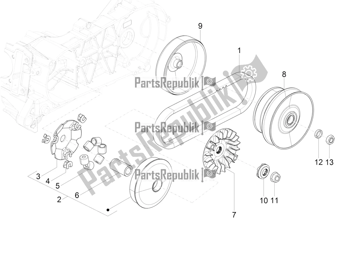 Todas as partes de Polia Motriz do Vespa SXL 125 4T 3V Apac 2017