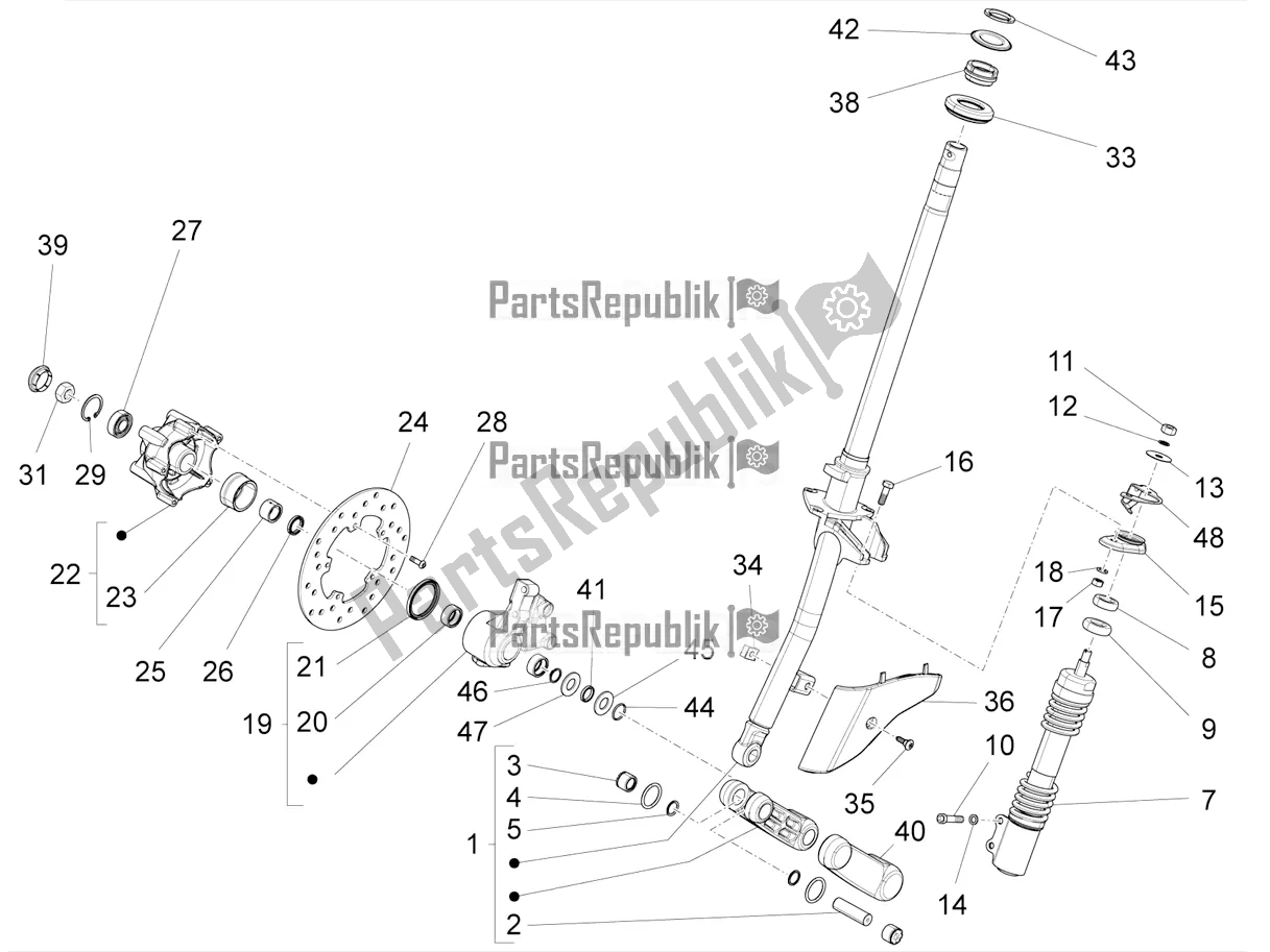 Toutes les pièces pour le Fourche / Tube De Direction - Palier De Direction du Vespa SXL 125 4T 3V Apac 2017