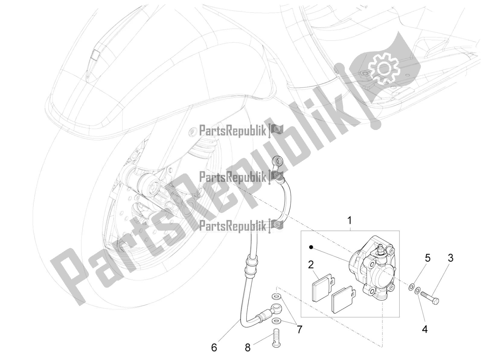 All parts for the Brakes Pipes - Calipers of the Vespa SXL 125 4T 3V Apac 2018