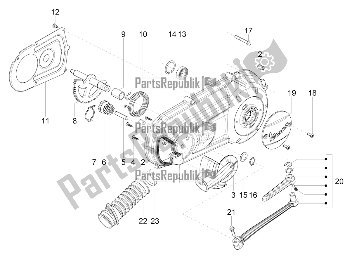 Toutes les pièces pour le Couvercle De Carter - Refroidissement Du Carter du Vespa SXL 125 4T 3V Apac 2018