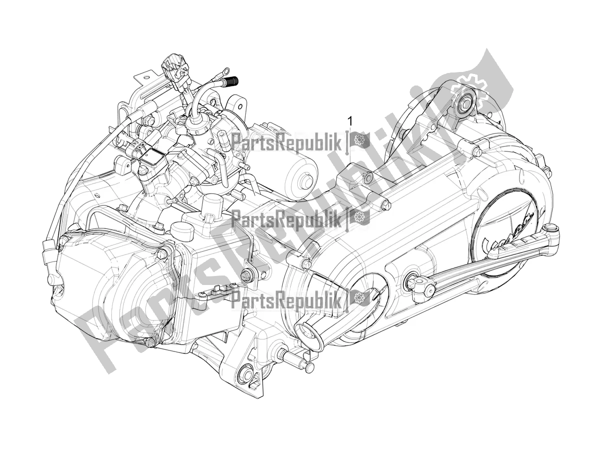 All parts for the Engine, Assembly of the Vespa SXL 125 4T 3V Apac 2018