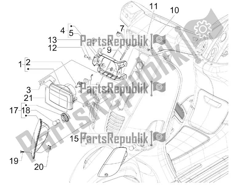 Wszystkie części do Reflektory Przednie - Kierunkowskazy Vespa SXL 125 4T 3V Apac 2018