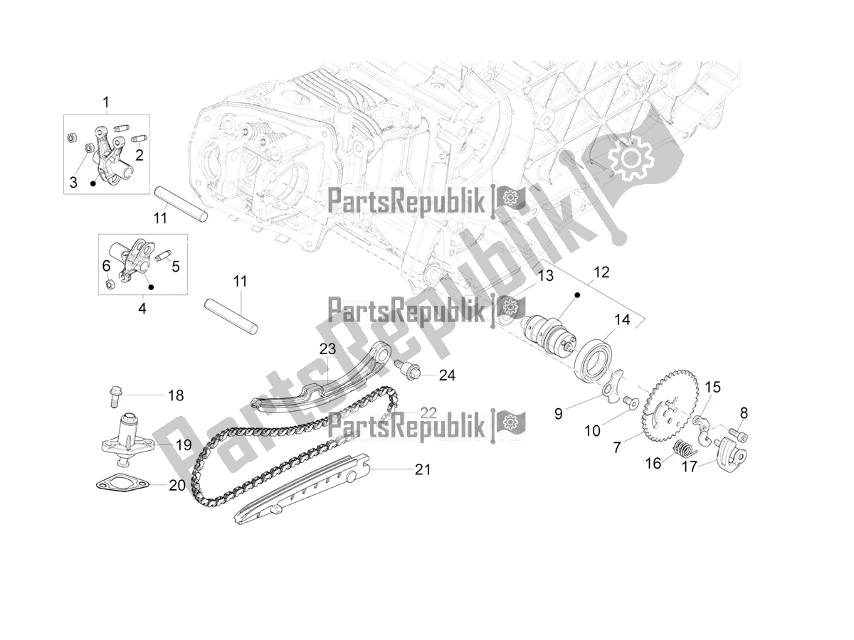 All parts for the Rocking Levers Support Unit of the Vespa SXL 125 4T 3V Apac 2018