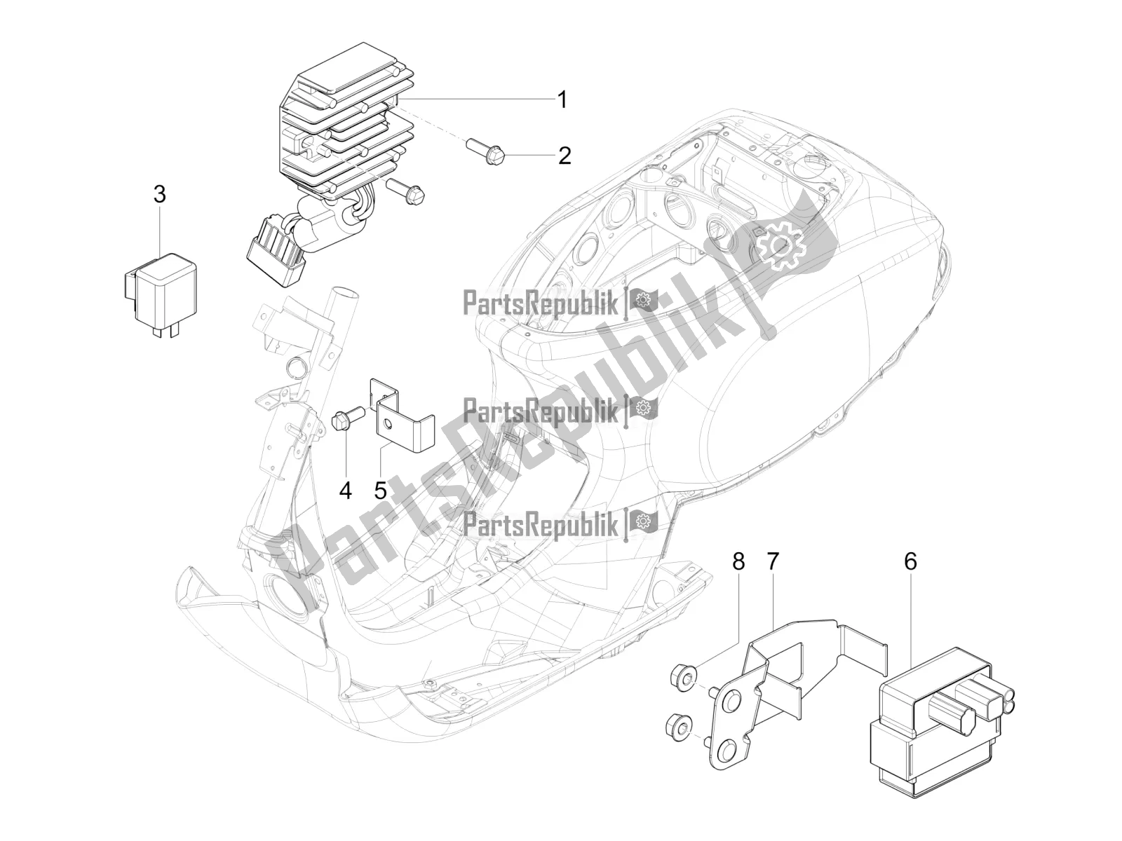 All parts for the Voltage Regulators - Electronic Control Units (ecu) - H. T. Coil of the Vespa SXL 125 4T 3V Apac 2018