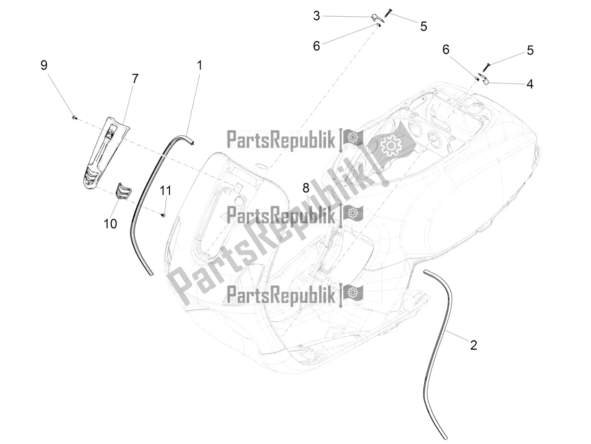 Tutte le parti per il Scudo Anteriore del Vespa SXL 125 4T 3V Apac 2019