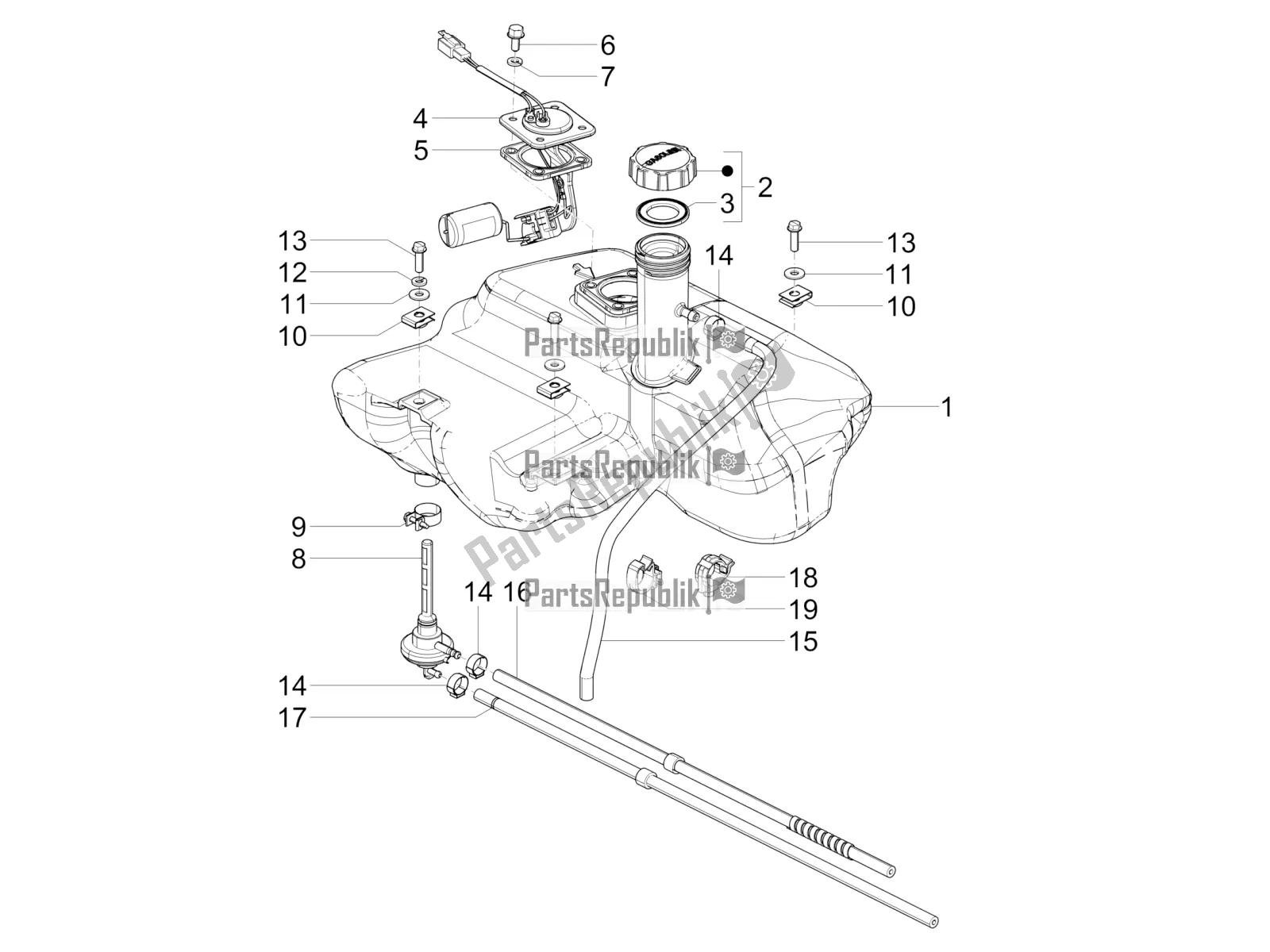 Toutes les pièces pour le Réservoir D'essence du Vespa SXL 125 4T 3V Apac 2019