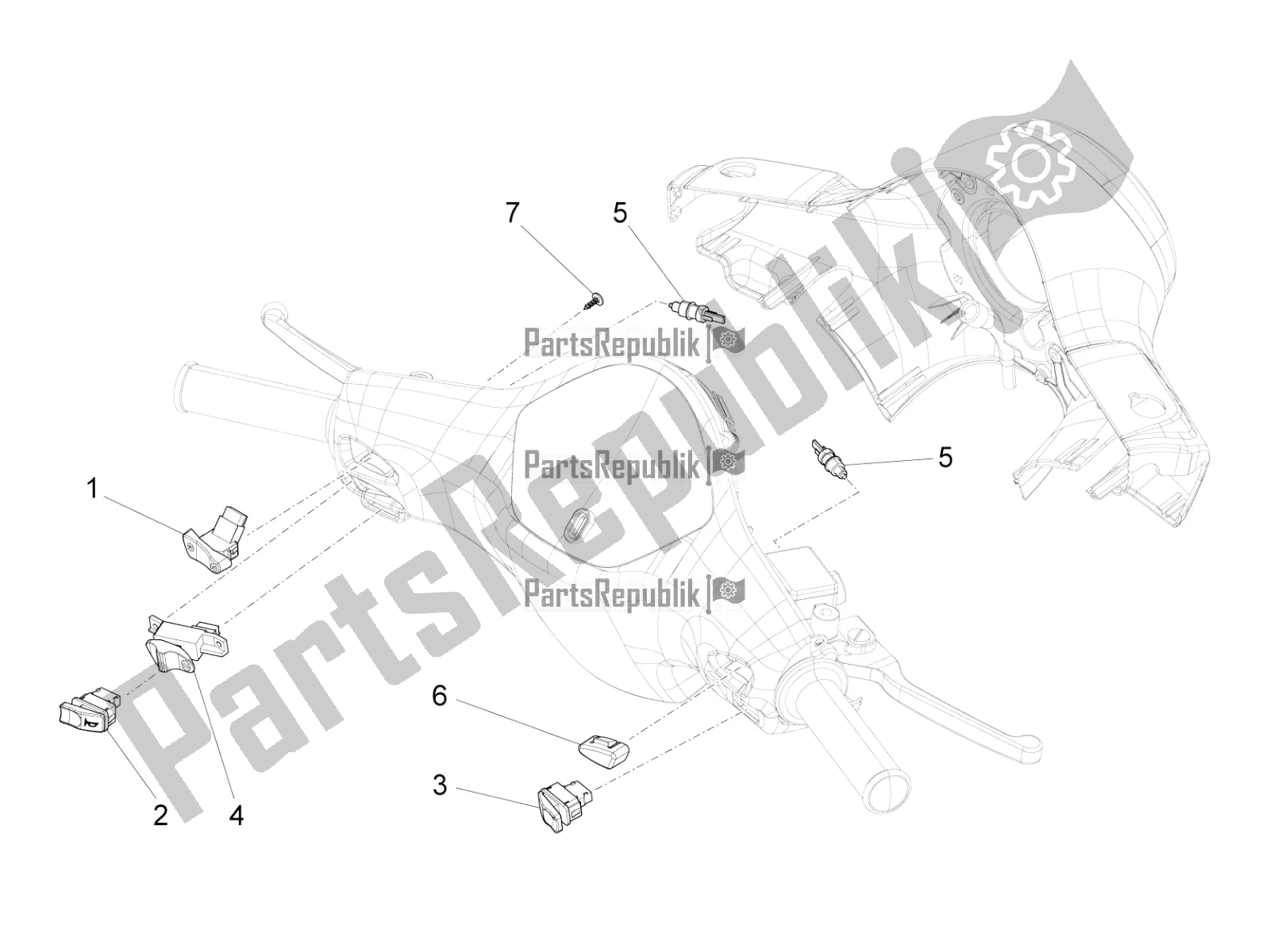 Toutes les pièces pour le Sélecteurs - Interrupteurs - Boutons du Vespa SXL 125 4T 3V Apac 2019