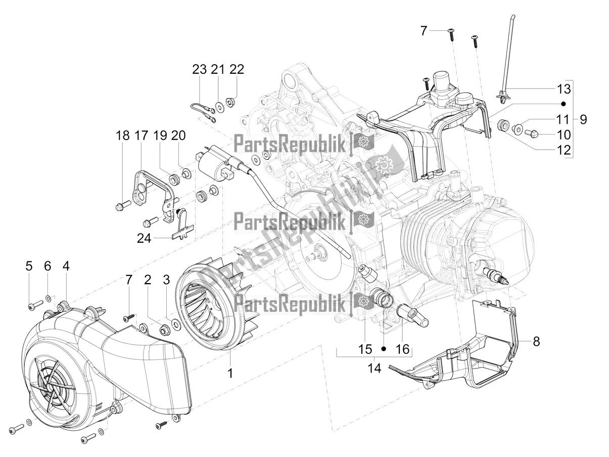 Toutes les pièces pour le Couvercle Magnéto Volant - Filtre à Huile du Vespa SXL 125 4T 3V Apac 2020