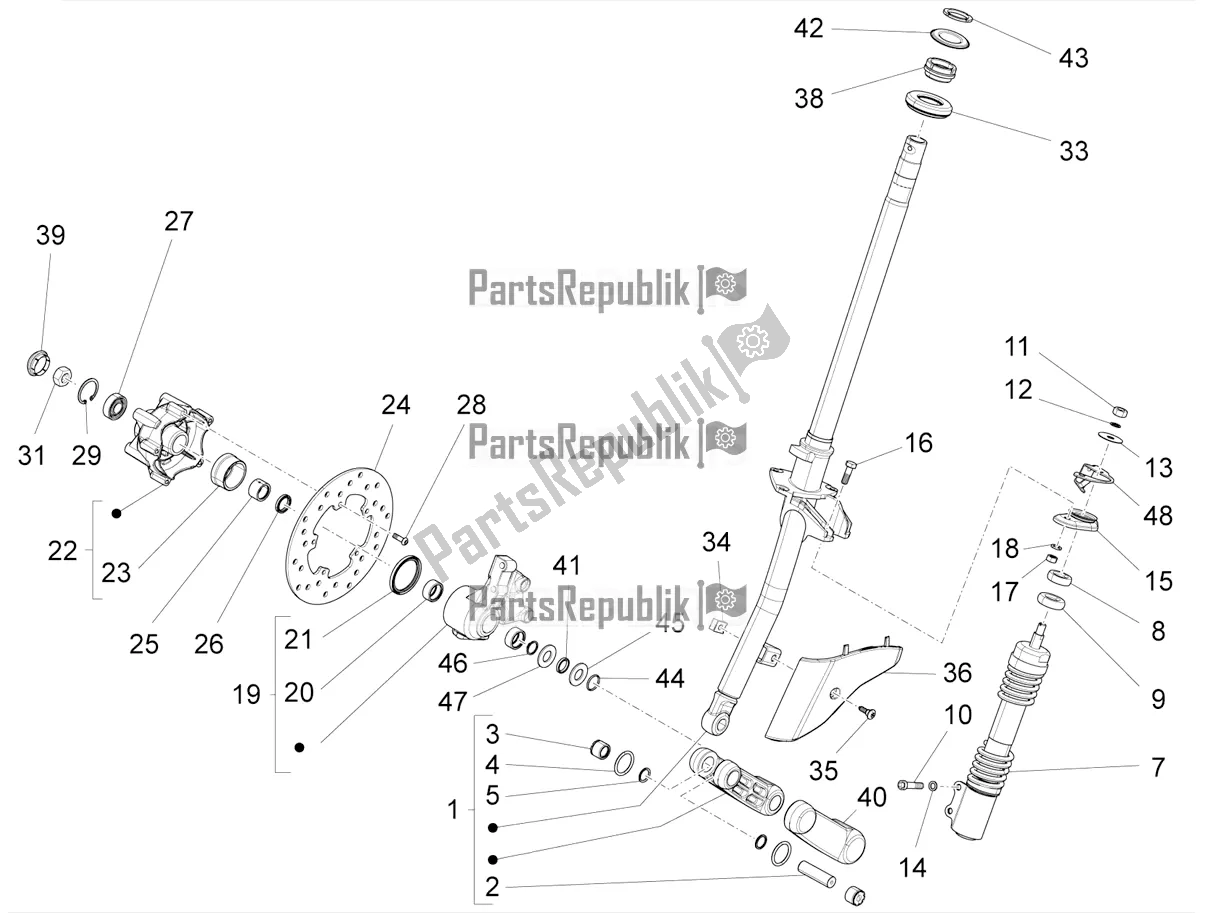 Toutes les pièces pour le Fourche / Tube De Direction - Palier De Direction du Vespa SXL 125 4T 3V Apac 2020