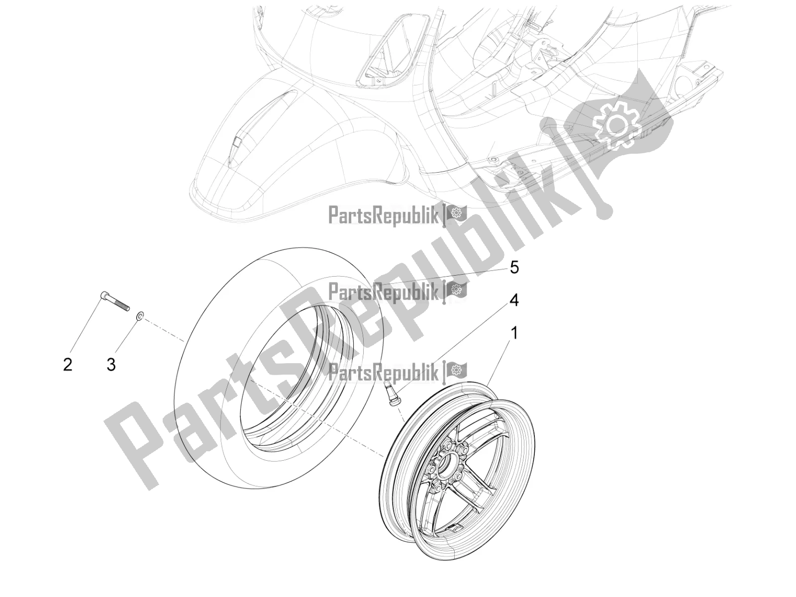 All parts for the Front Wheel of the Vespa SXL 125 4T 3V Apac 2020
