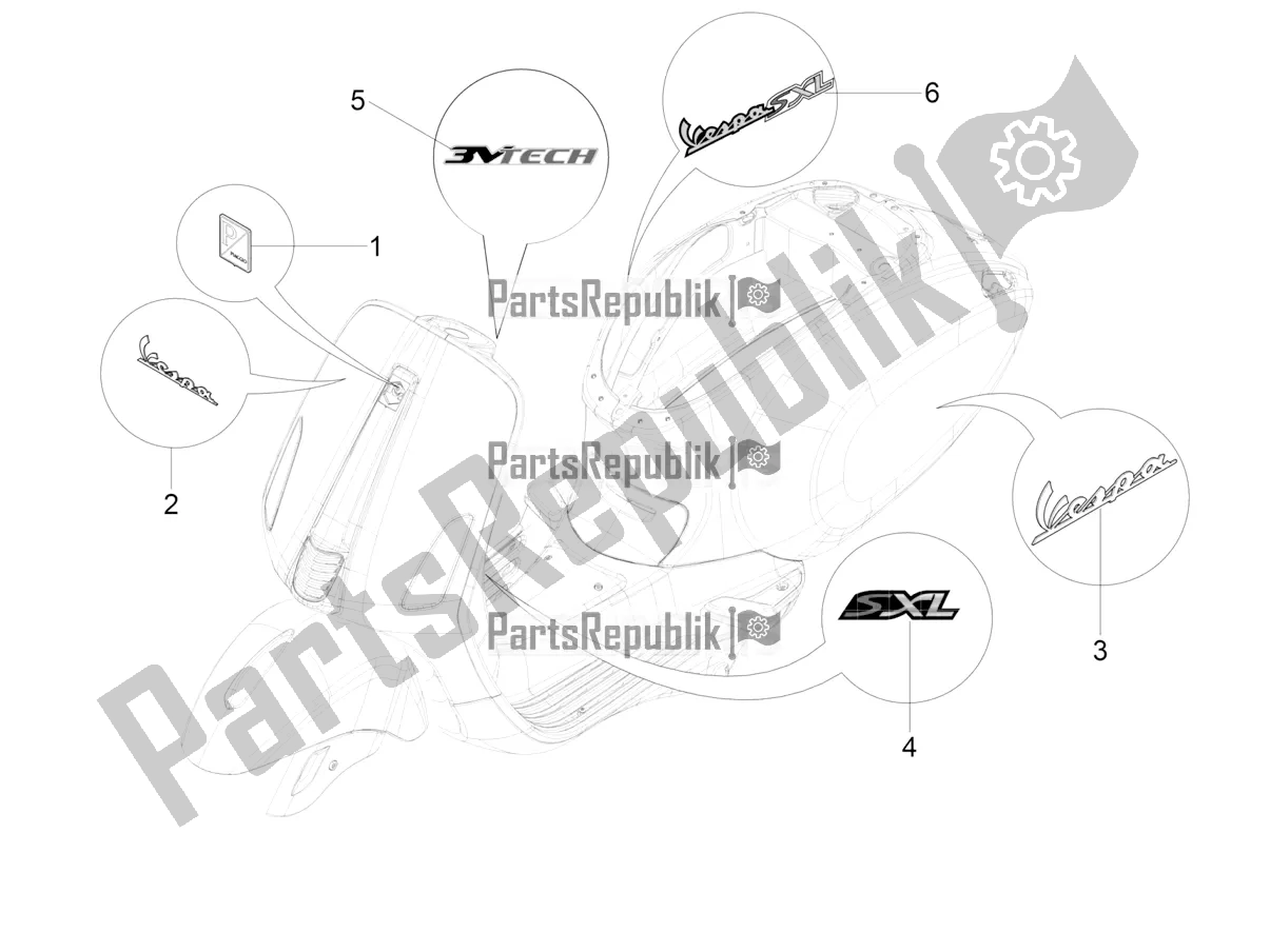 All parts for the Plates - Emblems of the Vespa SXL 125 4T 3V Apac 2020