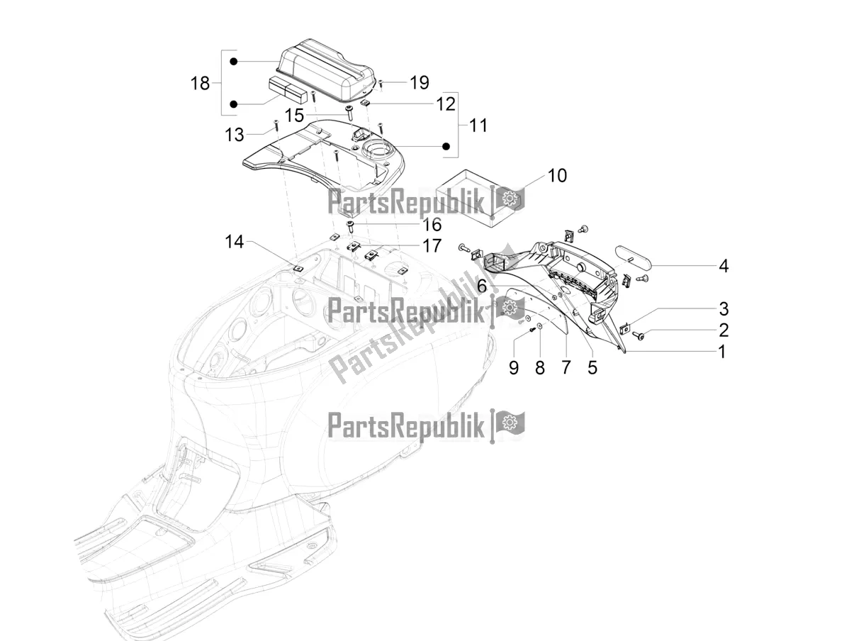 Toutes les pièces pour le Capot Arrière - Protection Contre Les éclaboussures du Vespa SXL 125 4T 3V Apac 2020