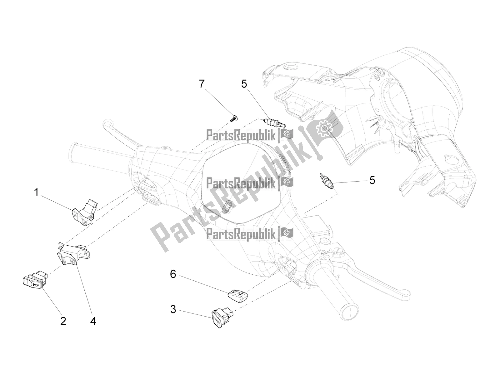 Alle onderdelen voor de Keuzeschakelaars - Schakelaars - Knoppen van de Vespa SXL 125 4T 3V Apac 2020