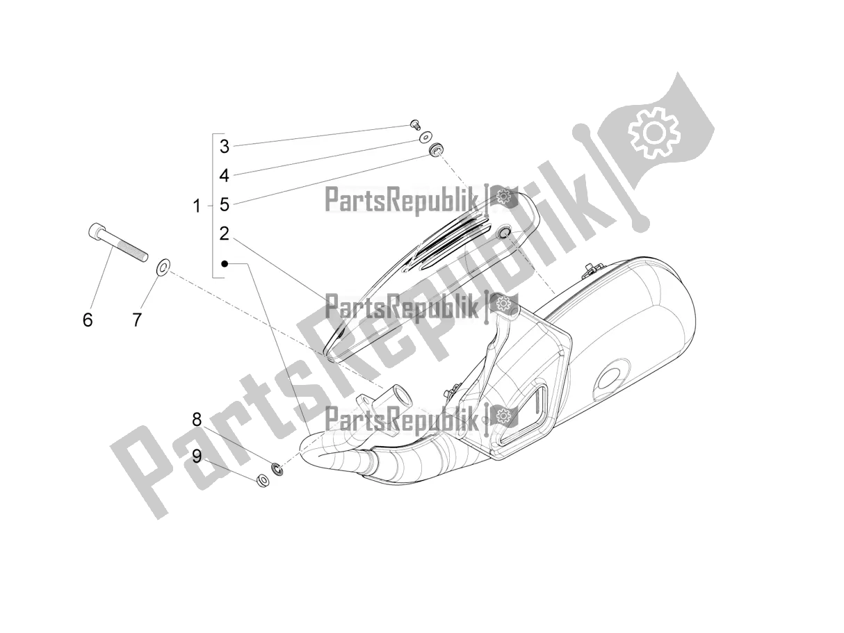 Tutte le parti per il Silenziatore del Vespa SXL 125 4T 3V Apac 2020