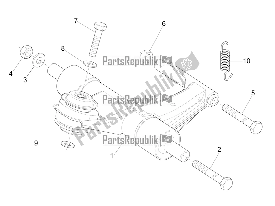 All parts for the Swinging Arm of the Vespa SXL 125 4T 3V Apac 2020