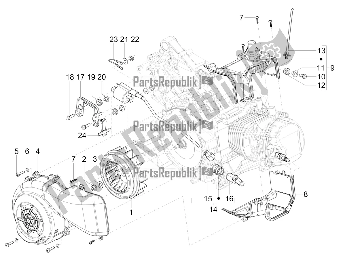 Tutte le parti per il Coperchio Magnete Volano - Filtro Olio del Vespa SXL 125 4T 3V Apac 2021