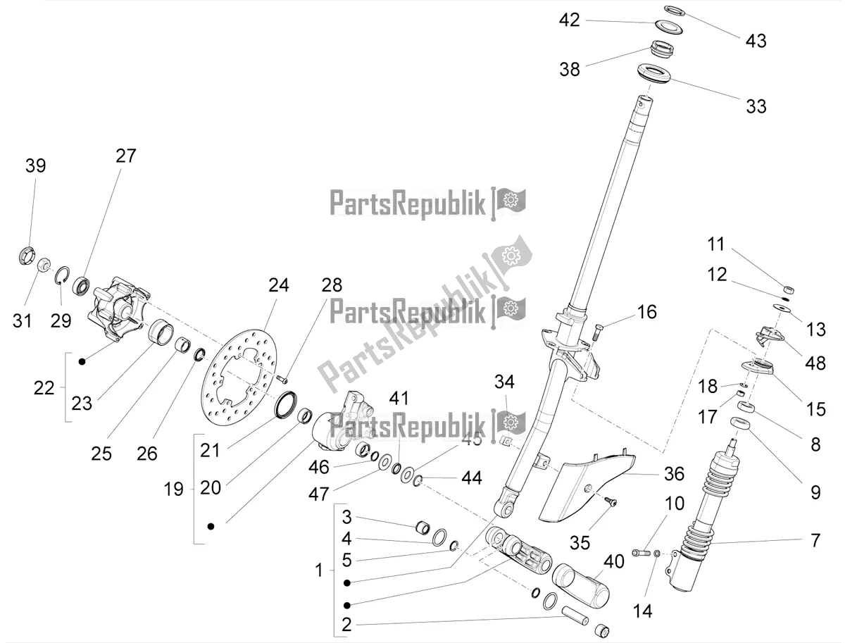 Todas las partes para Horquilla / Tubo De Dirección - Unidad De Rodamiento De Dirección de Vespa SXL 125 4T 3V Apac 2021