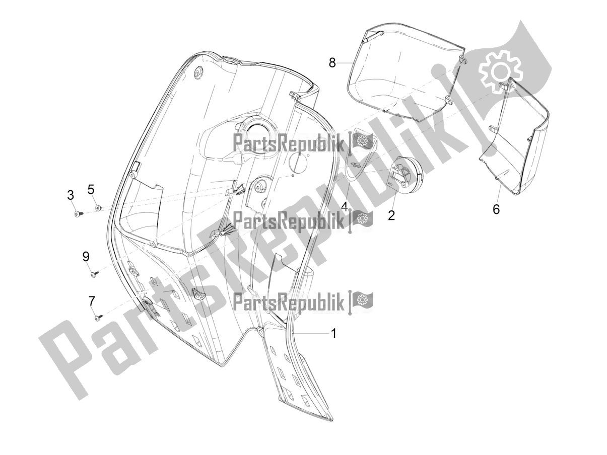 Todas as partes de Porta-luvas Frontal - Painel De Proteção Do Joelho do Vespa SXL 125 4T 3V Apac 2021