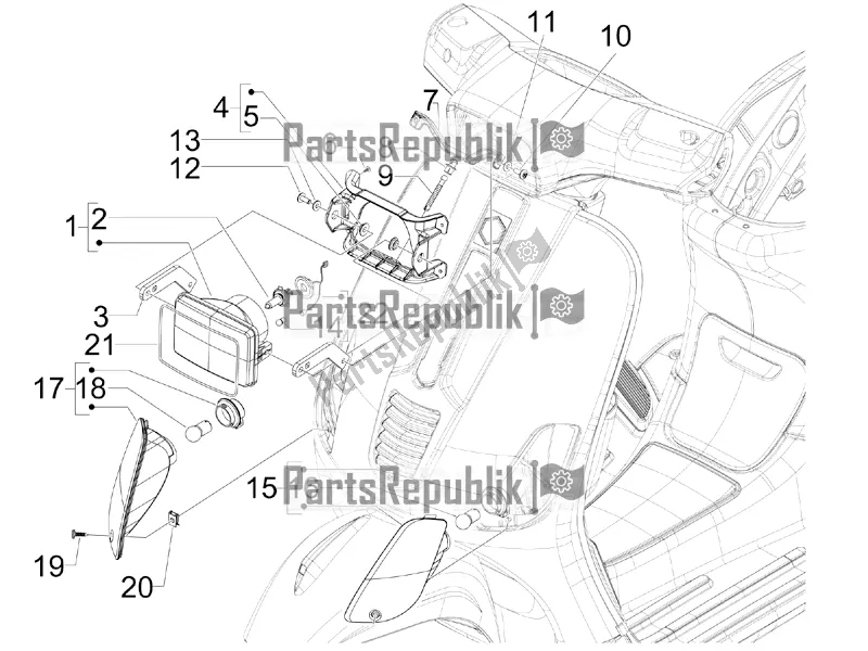 All parts for the Front Headlamps - Turn Signal Lamps of the Vespa SXL 125 4T 3V Apac 2021