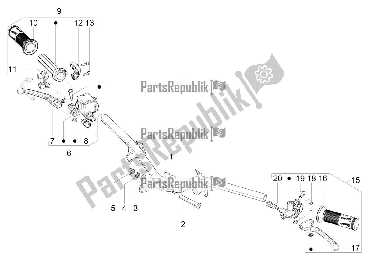 Todas as partes de Guiador - Master Cil. Do Vespa SXL 125 4T 3V Apac 2021