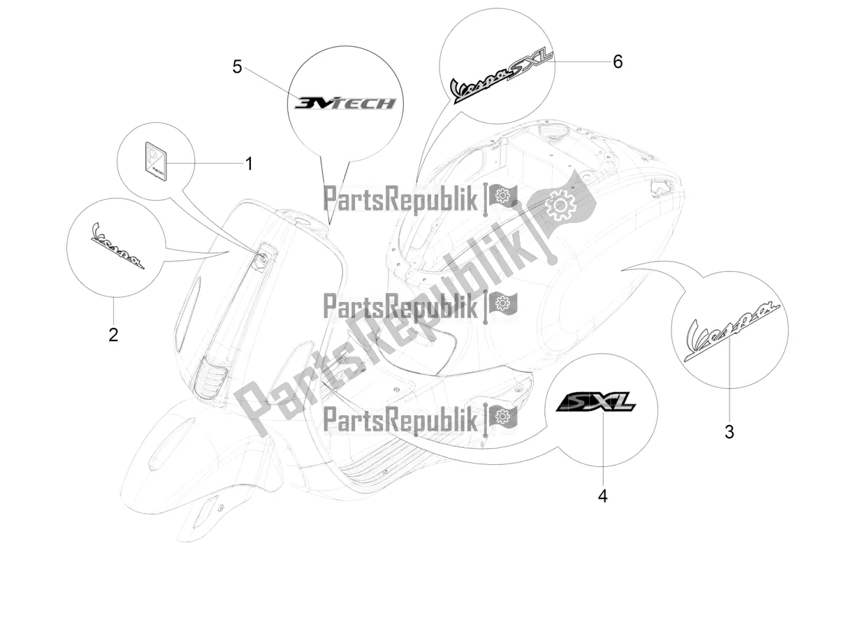 Alle onderdelen voor de Borden - Emblemen van de Vespa SXL 125 4T 3V Apac 2021