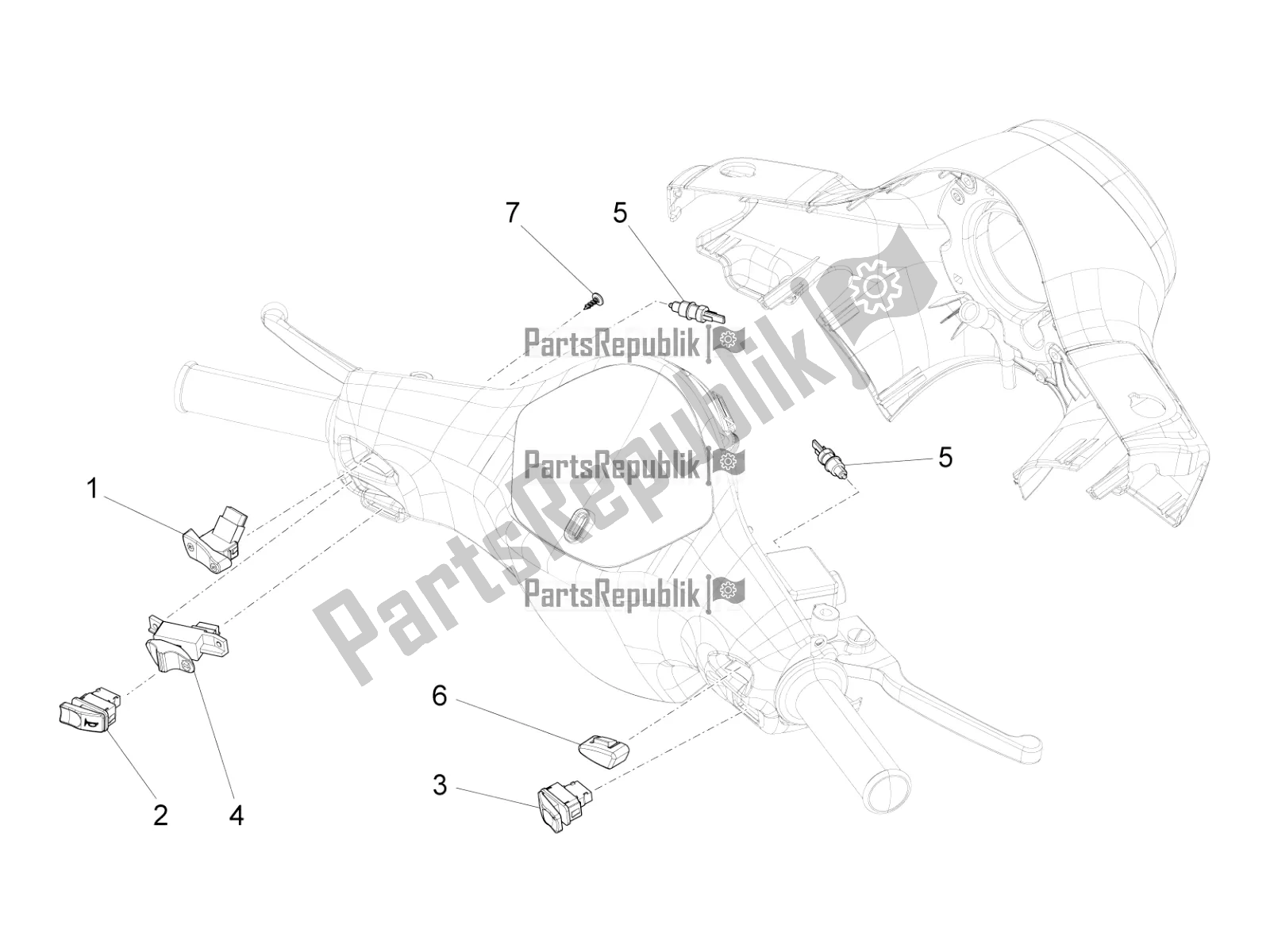 Todas as partes de Seletores - Interruptores - Botões do Vespa SXL 125 4T 3V Apac 2021