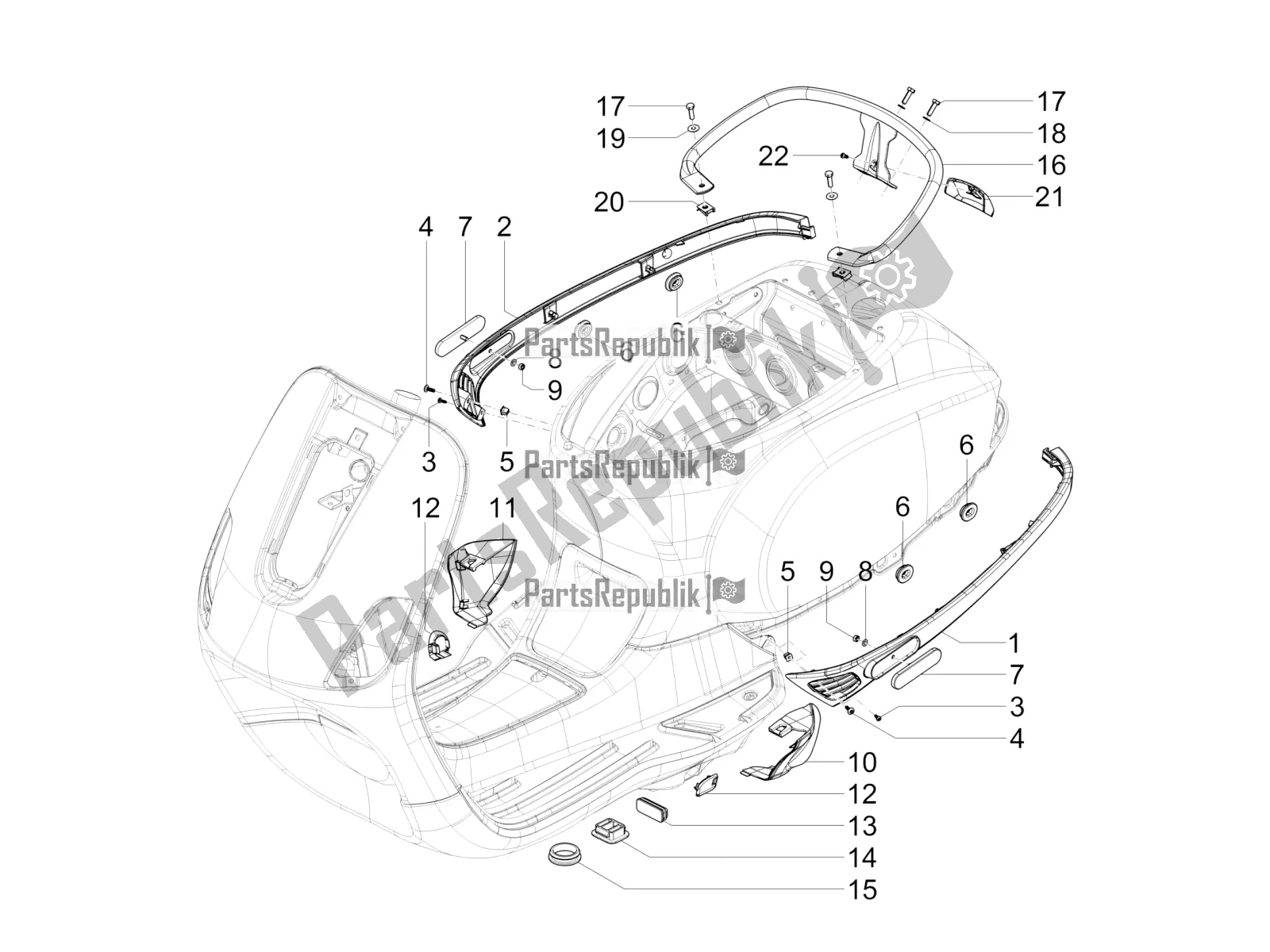 All parts for the Side Cover - Spoiler of the Vespa SXL 125 4T 3V Apac 2021