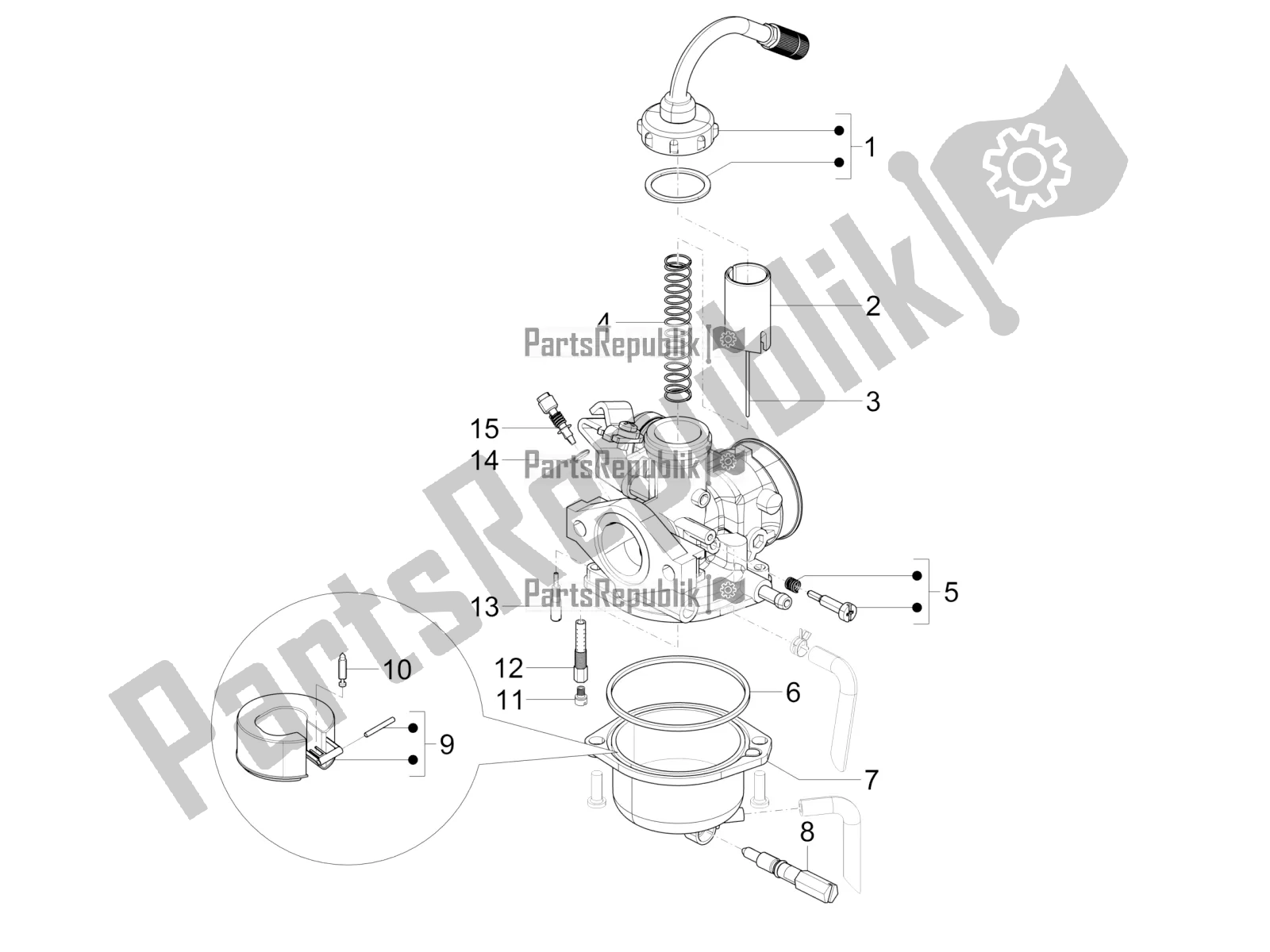 Toutes les pièces pour le Composants Du Carburateur du Vespa SXL 125 4T 3V Apac 2022