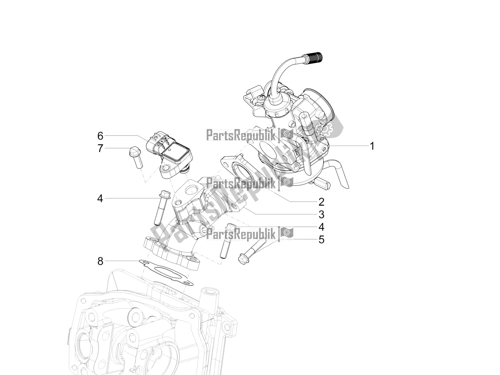 Toutes les pièces pour le Carburateur, Montage - Tuyau Union du Vespa SXL 125 4T 3V Apac 2022
