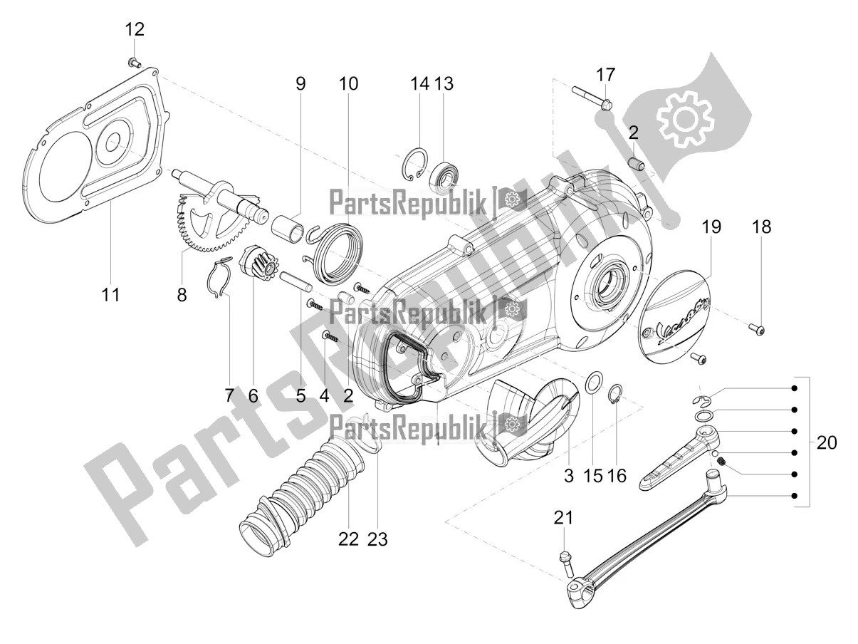 Toutes les pièces pour le Couvercle De Carter - Refroidissement Du Carter du Vespa SXL 125 4T 3V Apac 2022