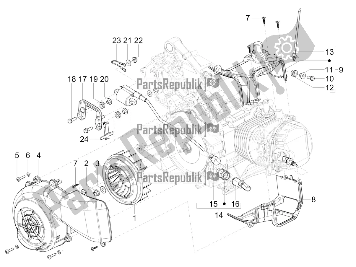 Toutes les pièces pour le Couvercle Magnéto Volant - Filtre à Huile du Vespa SXL 125 4T 3V Apac 2022