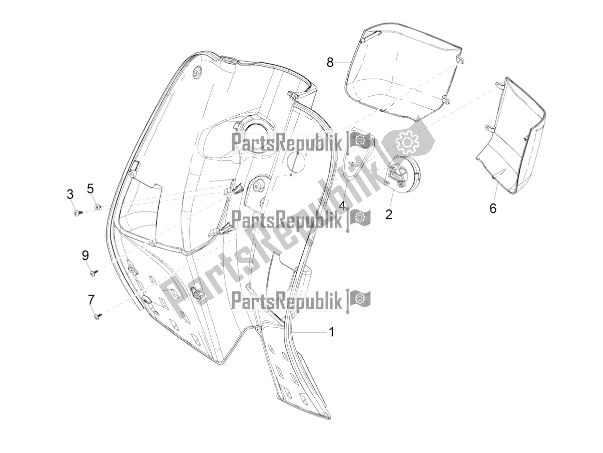 All parts for the Front Glove-box - Knee-guard Panel of the Vespa SXL 125 4T 3V Apac 2022