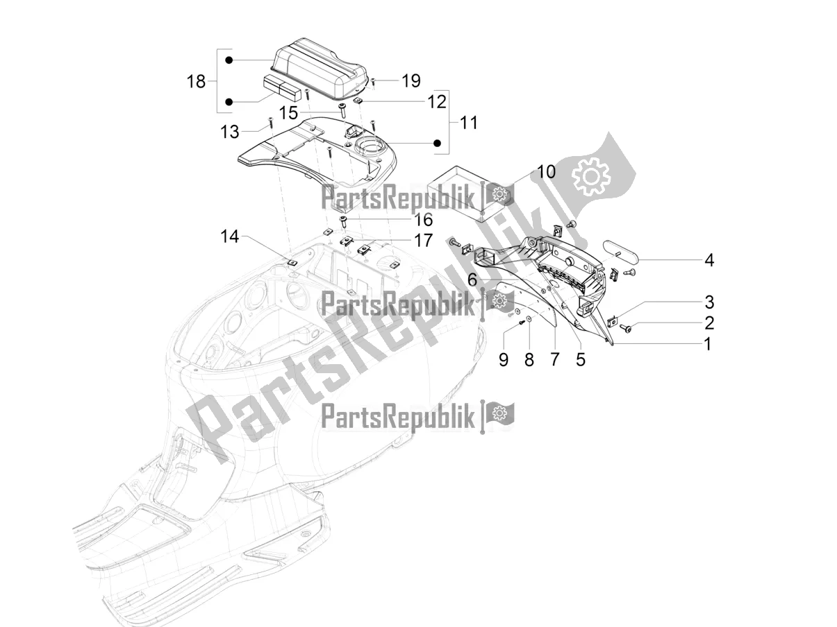 Toutes les pièces pour le Capot Arrière - Protection Contre Les éclaboussures du Vespa SXL 125 4T 3V Apac 2022