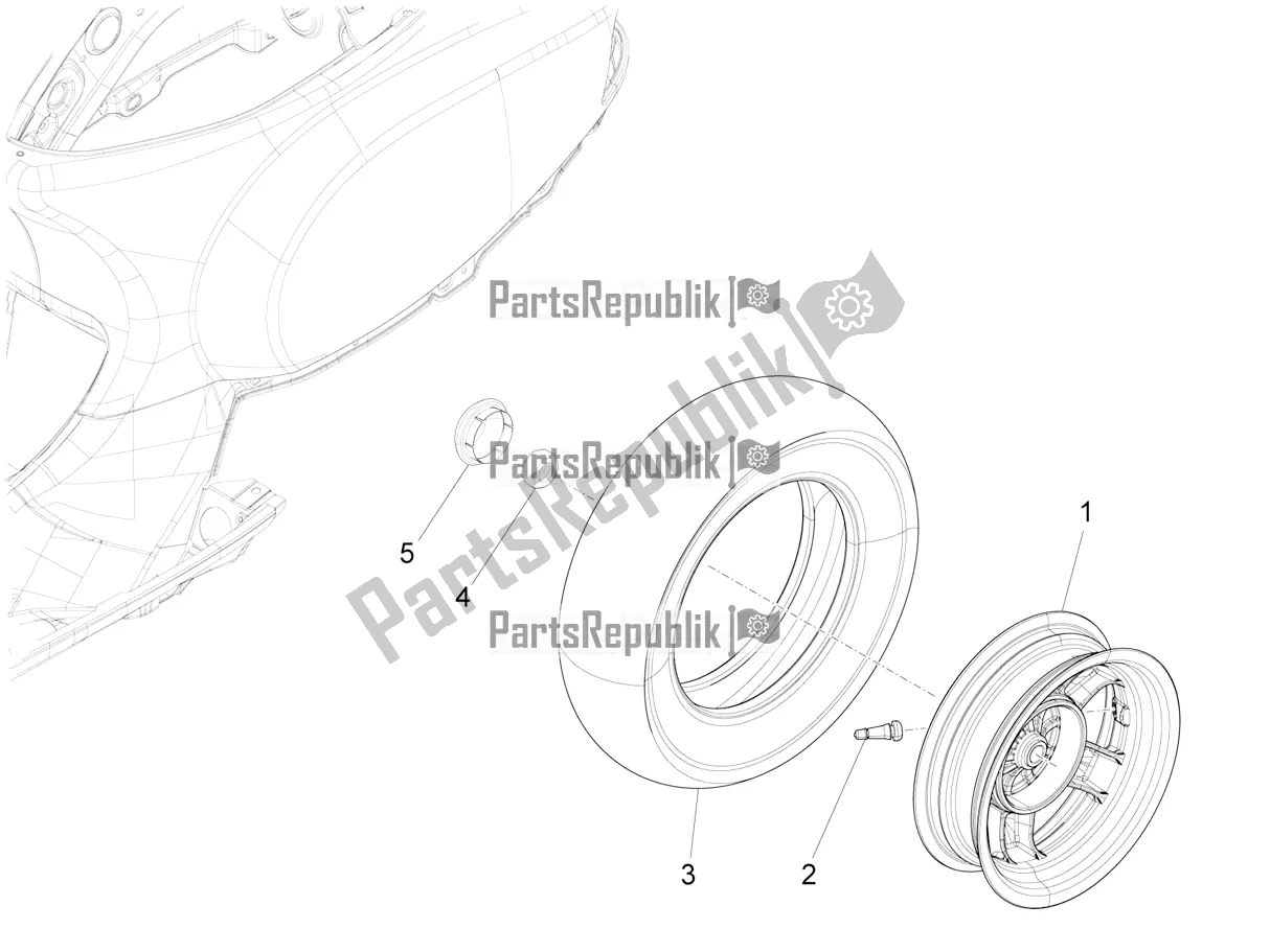 Toutes les pièces pour le Roue Arrière du Vespa SXL 125 4T 3V Apac 2022