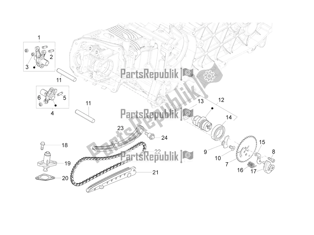 Toutes les pièces pour le Leviers à Bascule Support Unité du Vespa SXL 125 4T 3V Apac 2022