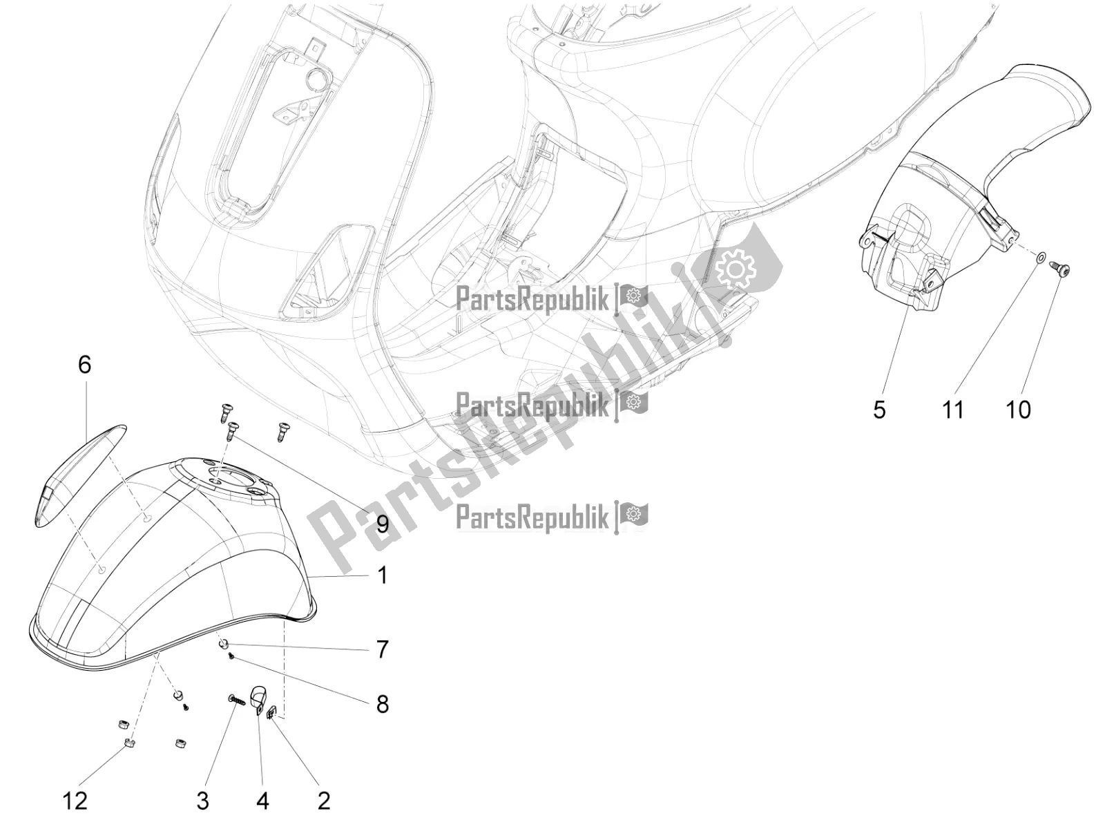 Todas las partes para Carcasa De La Rueda - Guardabarros de Vespa SXL 125 4T 3V Apac 2022