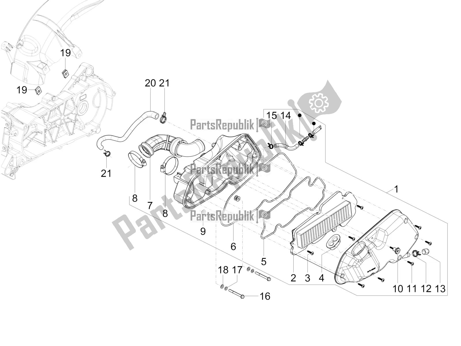 Toutes les pièces pour le Filtre à Air du Vespa SXL 150 4T 3V Apac 2019