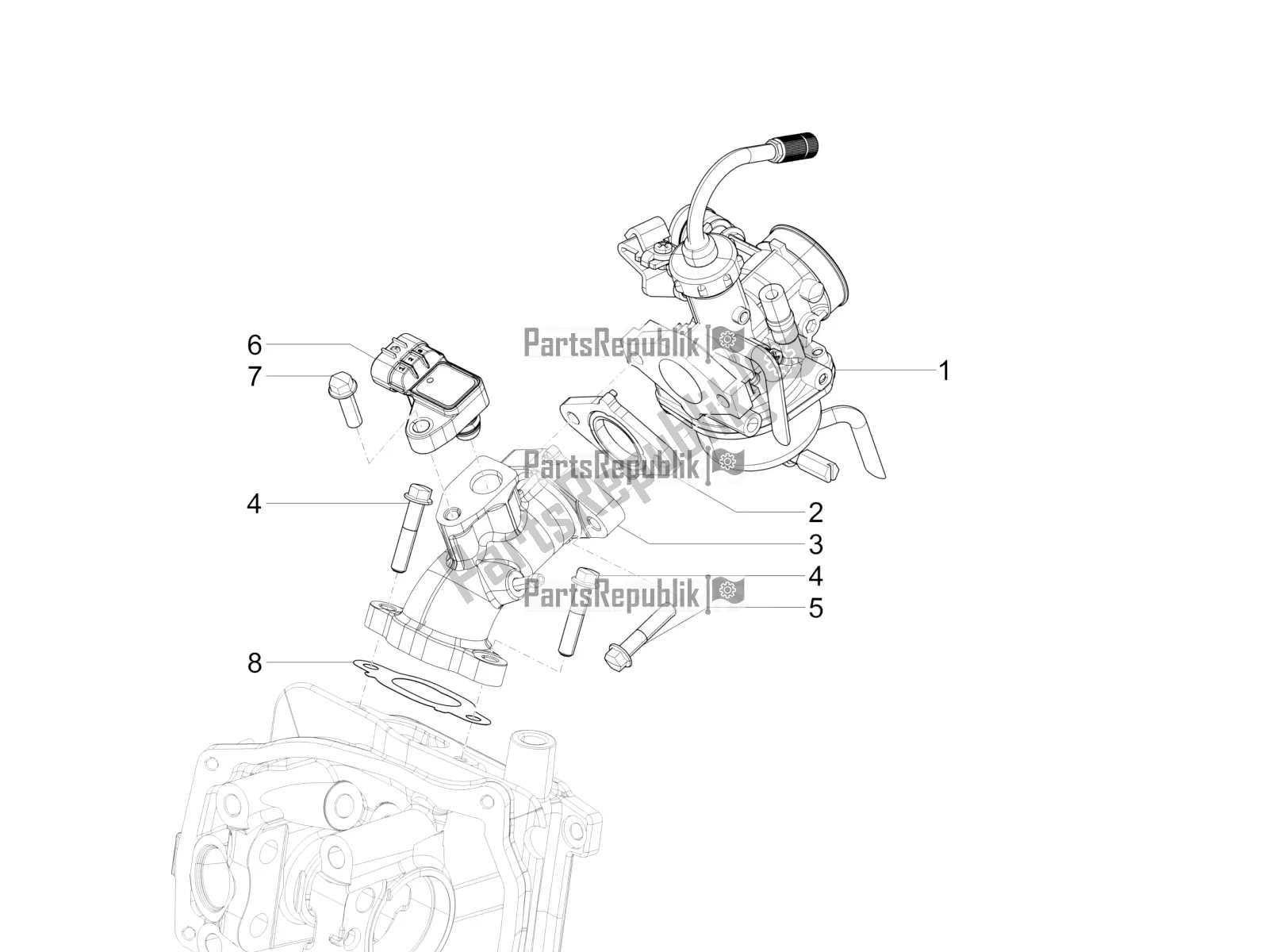 All parts for the Carburettor, Assembly - Union Pipe of the Vespa SXL 150 4T 3V Apac 2019