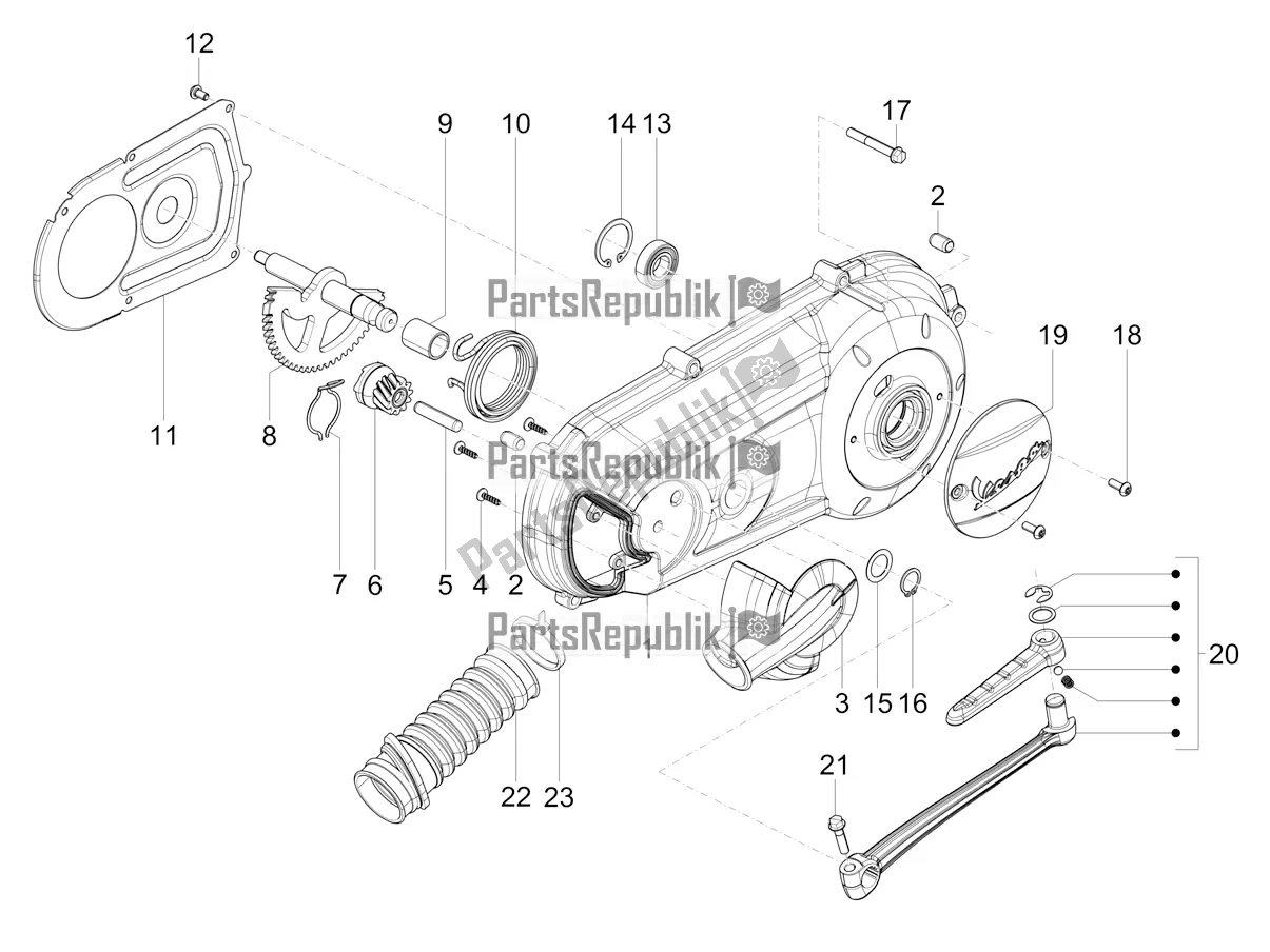 All parts for the Crankcase Cover - Crankcase Cooling of the Vespa SXL 150 4T 3V Apac 2019
