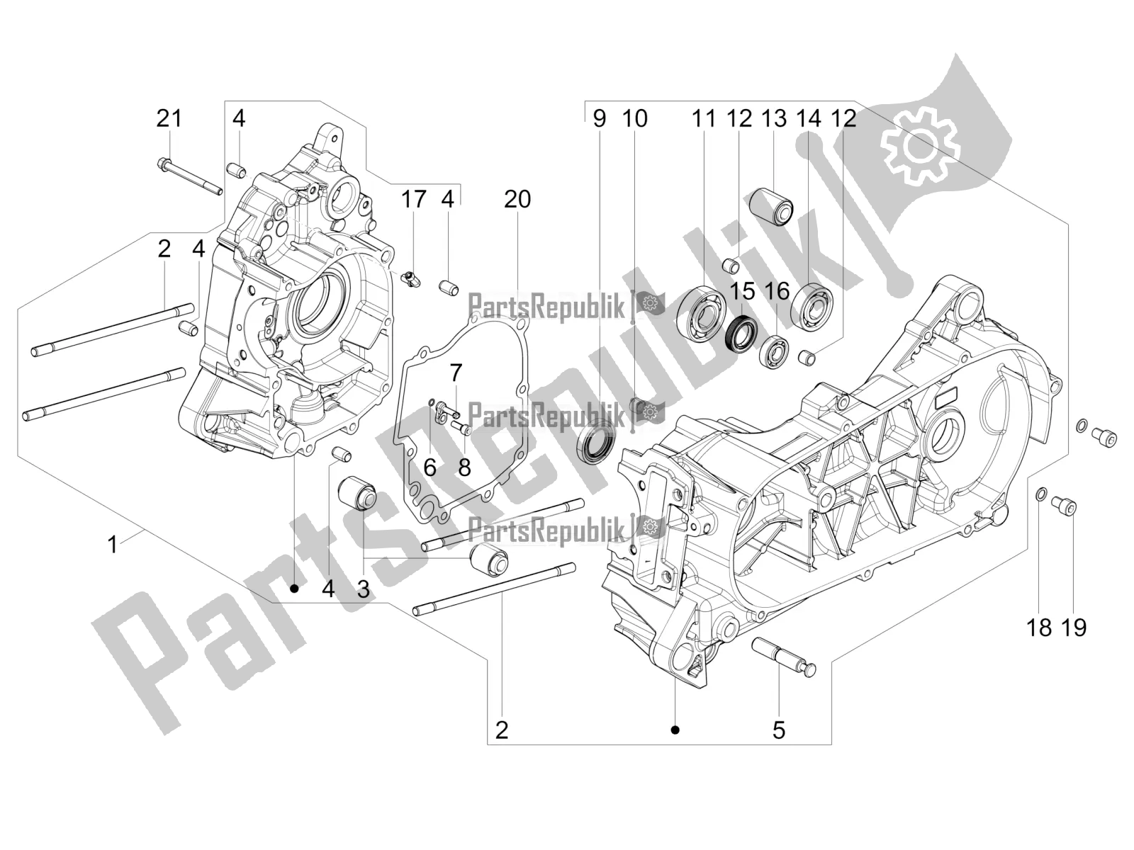 Todas as partes de Bloco Do Motor do Vespa SXL 150 4T 3V Apac 2019