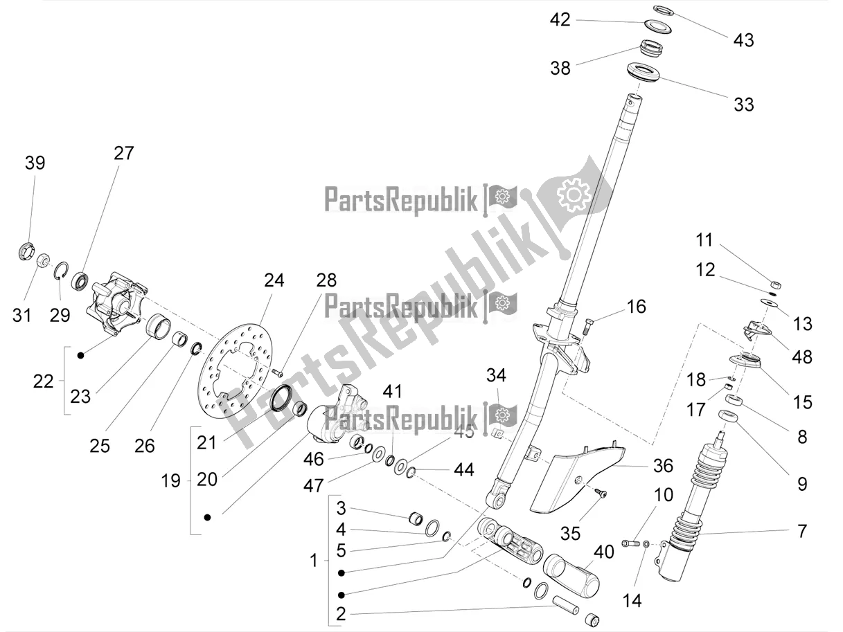 Toutes les pièces pour le Fourche / Tube De Direction - Palier De Direction du Vespa SXL 150 4T 3V Apac 2019