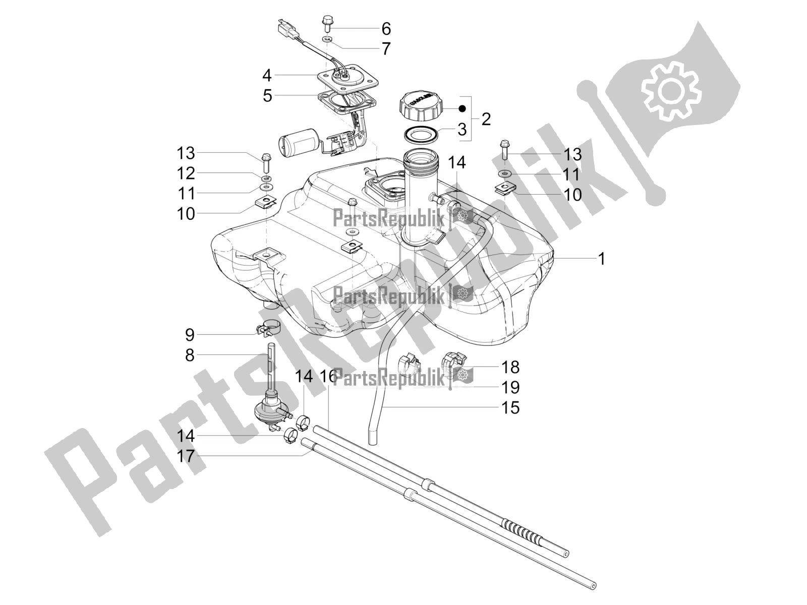 Toutes les pièces pour le Réservoir D'essence du Vespa SXL 150 4T 3V Apac 2019