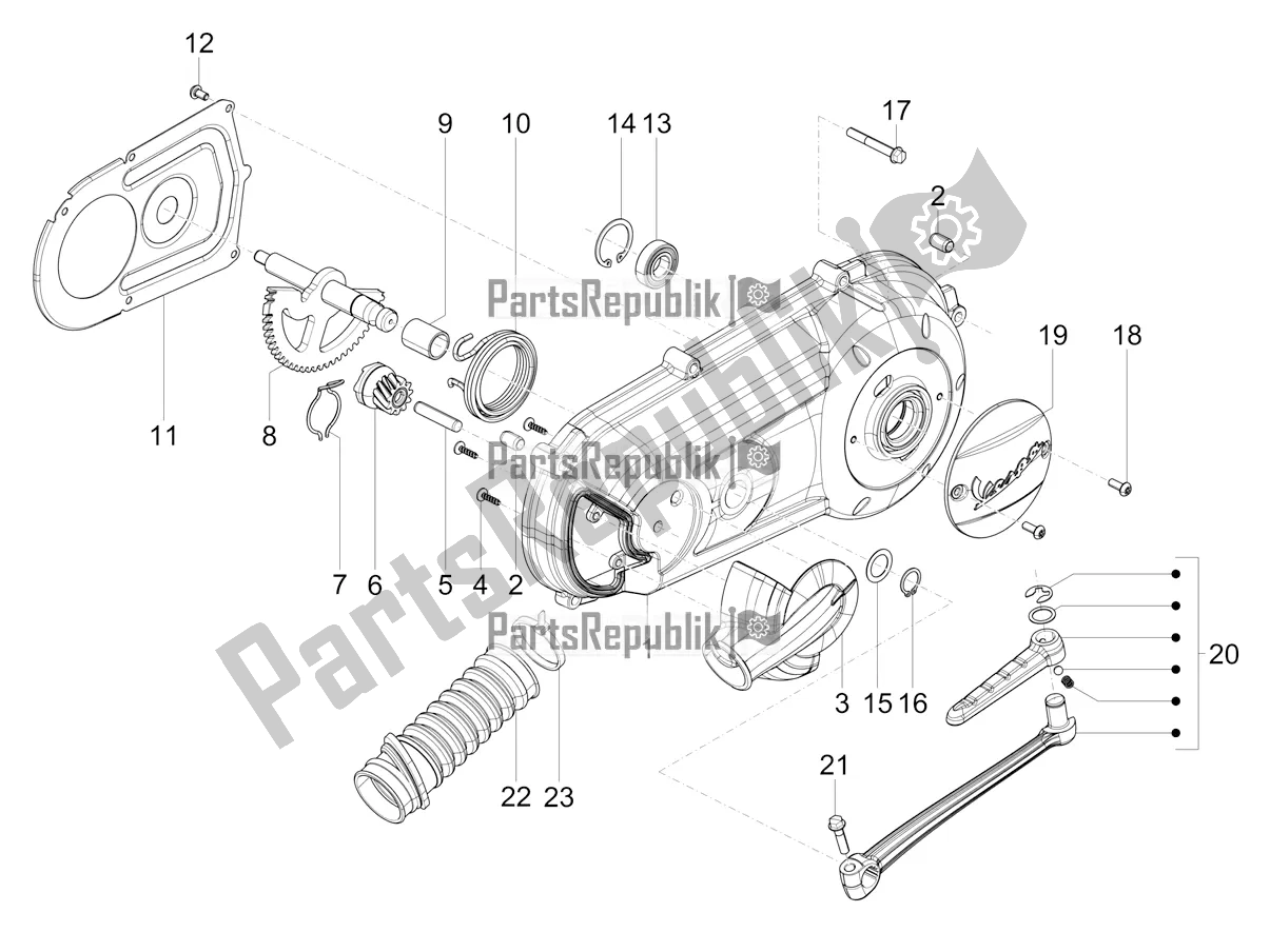 Toutes les pièces pour le Couvercle De Carter - Refroidissement Du Carter du Vespa SXL 150 4T 3V Apac 2020