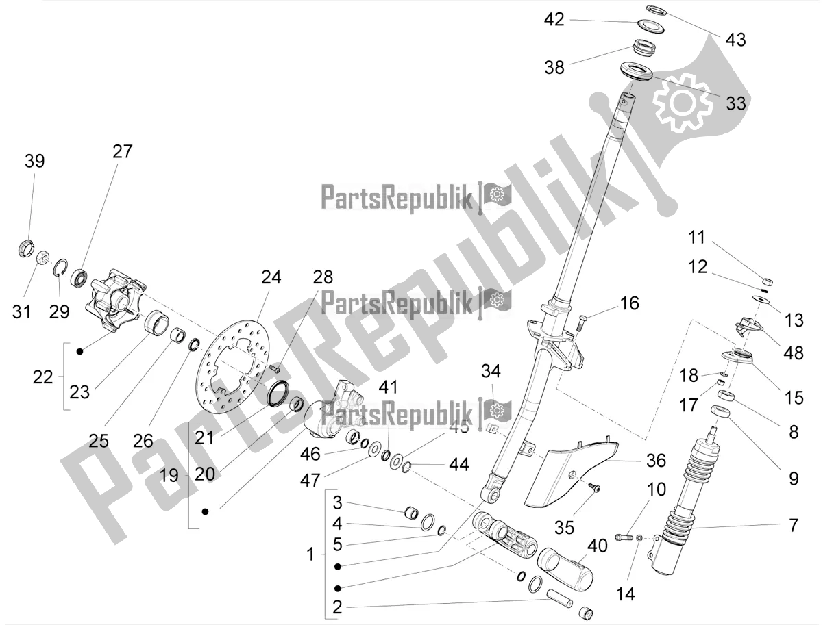 Toutes les pièces pour le Fourche / Tube De Direction - Palier De Direction du Vespa SXL 150 4T 3V Apac 2020