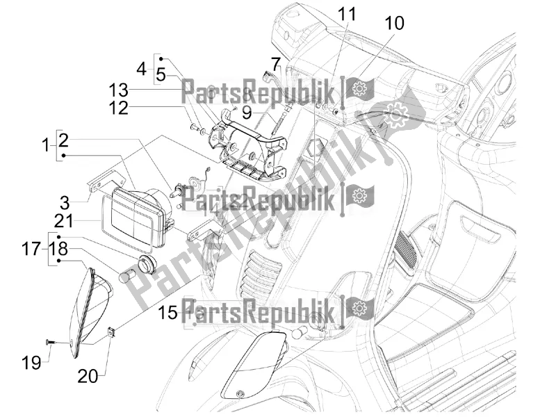 Wszystkie części do Reflektory Przednie - Kierunkowskazy Vespa SXL 150 4T 3V Apac 2020