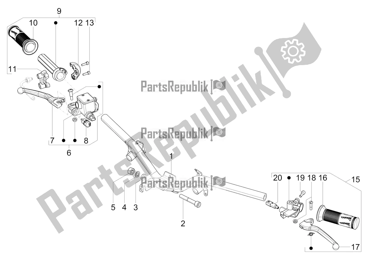 Todas as partes de Guiador - Master Cil. Do Vespa SXL 150 4T 3V Apac 2020